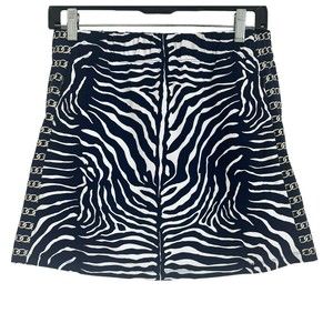 J McLaughlin Womens Skort Small Navy Blue White Chain Link Animal Print Stretch